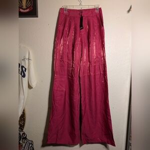 Nasty Gal Collection Size 6 Vibrant Pink Wide-Leg Pants NWT